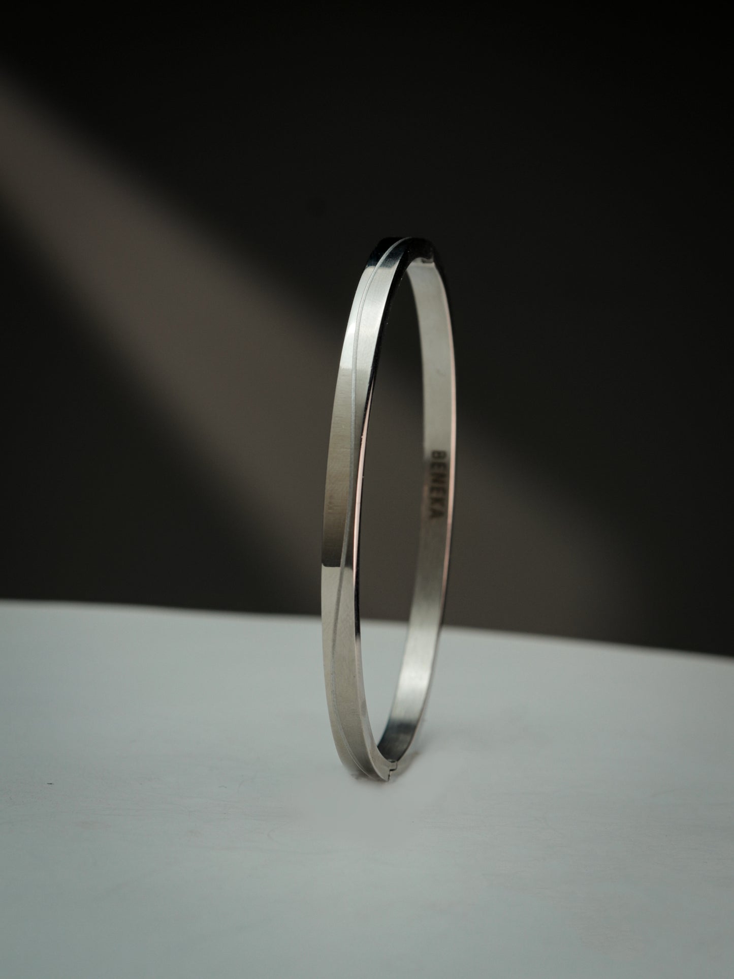 Obsidian Curve (Silver Toned) Metal Bracelet