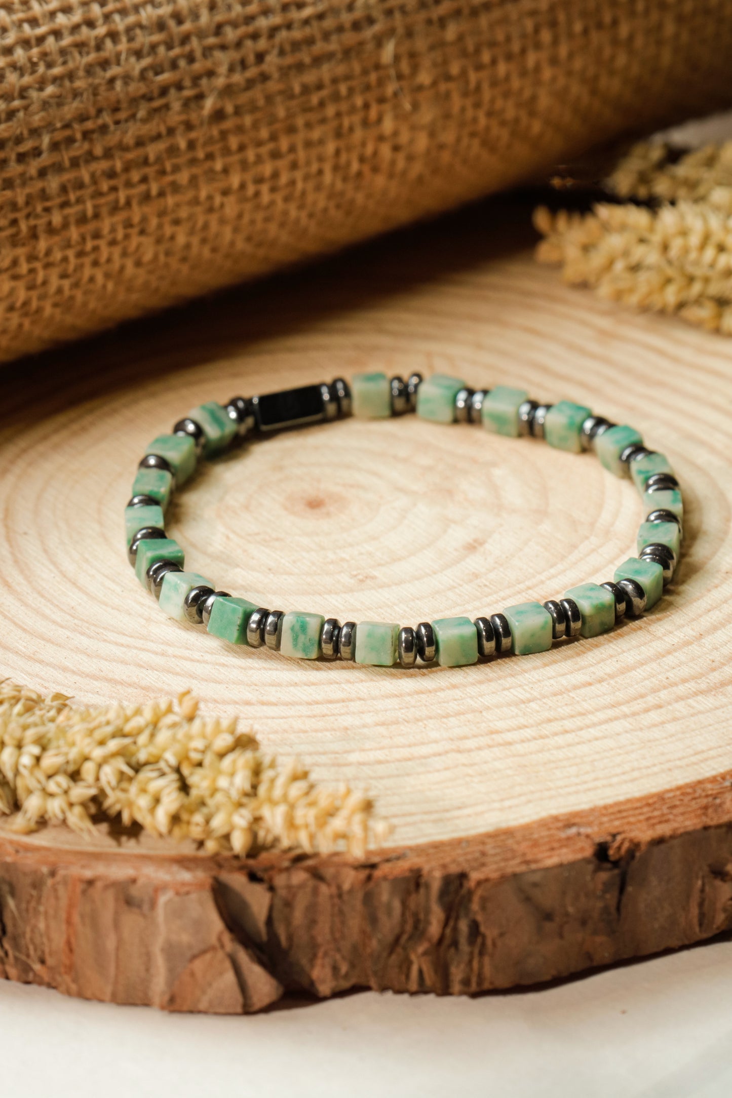 Cube-Cut Green Aventurine Bracelet