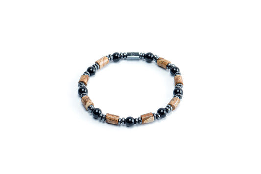 Black Onyx And Landscape Jasper Bracelet
