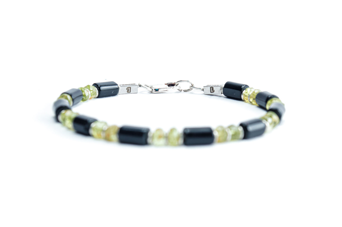 Black Onyx & Natural Peridot Stone Bracelet