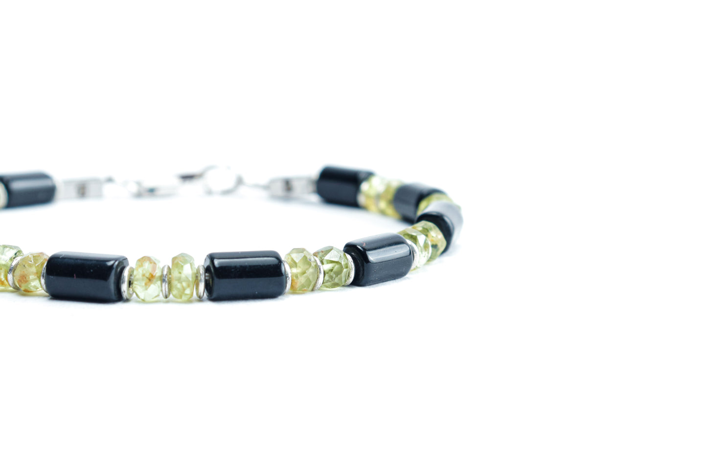 Black Onyx & Natural Peridot Stone Bracelet