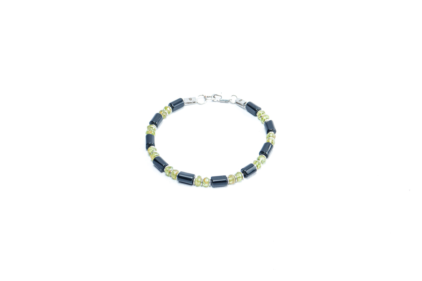 Black Onyx & Natural Peridot Stone Bracelet