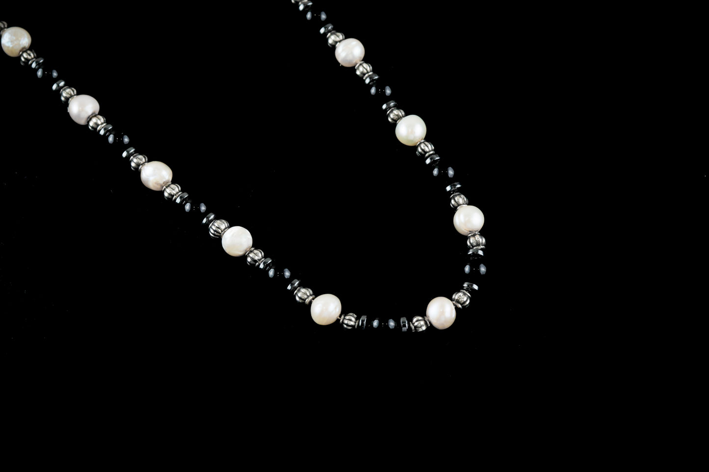 Black Onyx Natural Stone & Sea Pearl Necklace