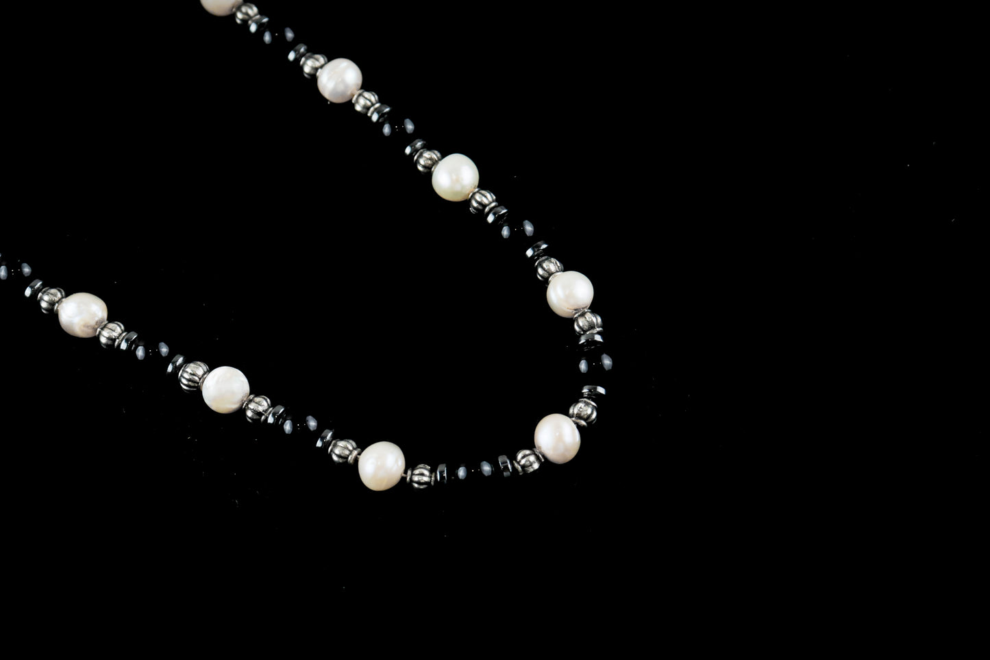 Black Onyx Natural Stone & Sea Pearl Necklace