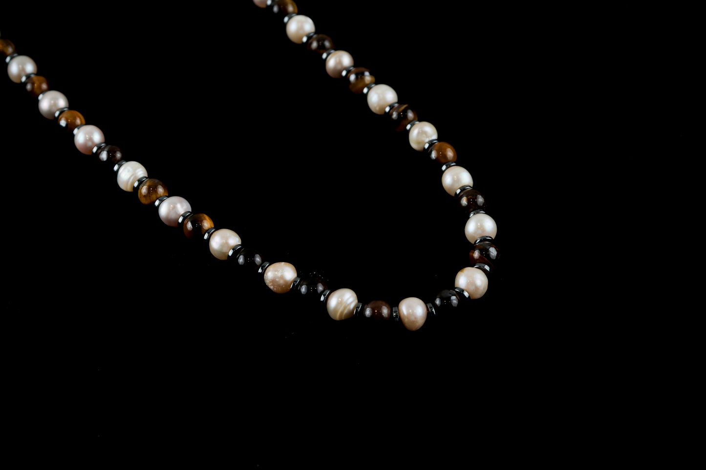 Classic Tiger Eye and Sea Pearl Necklace