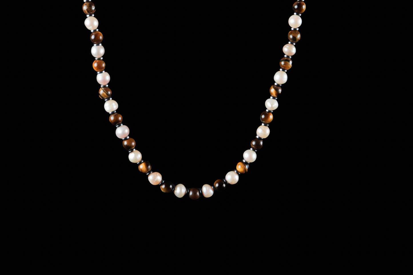 Classic Tiger Eye and Sea Pearl Necklace