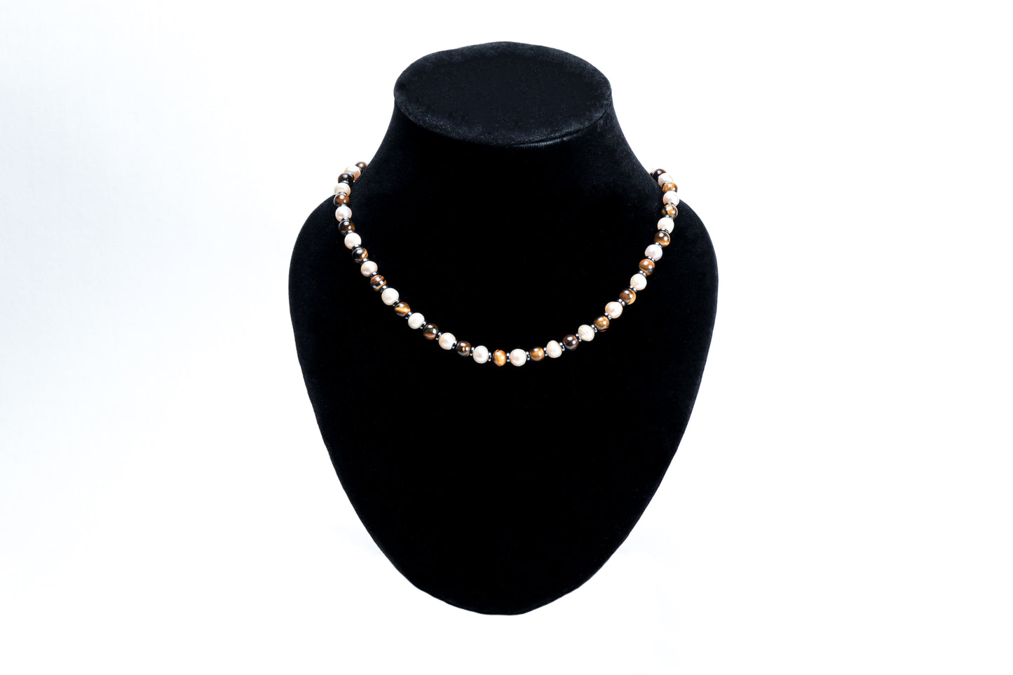Classic Tiger Eye and Sea Pearl Necklace