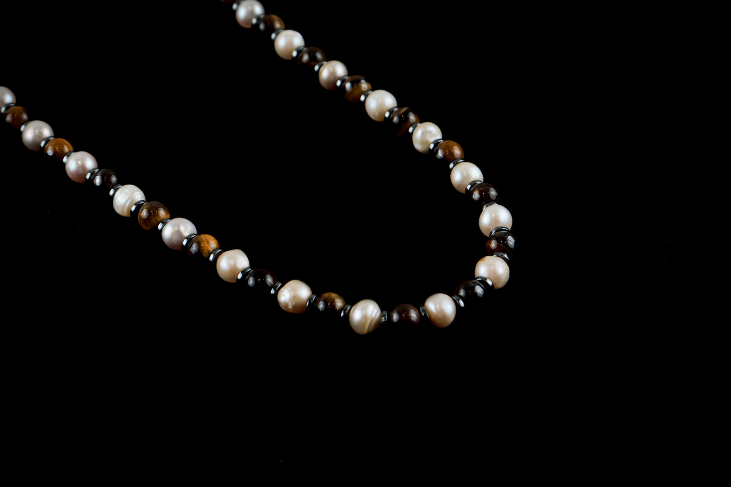 Classic Tiger Eye and Sea Pearl Necklace
