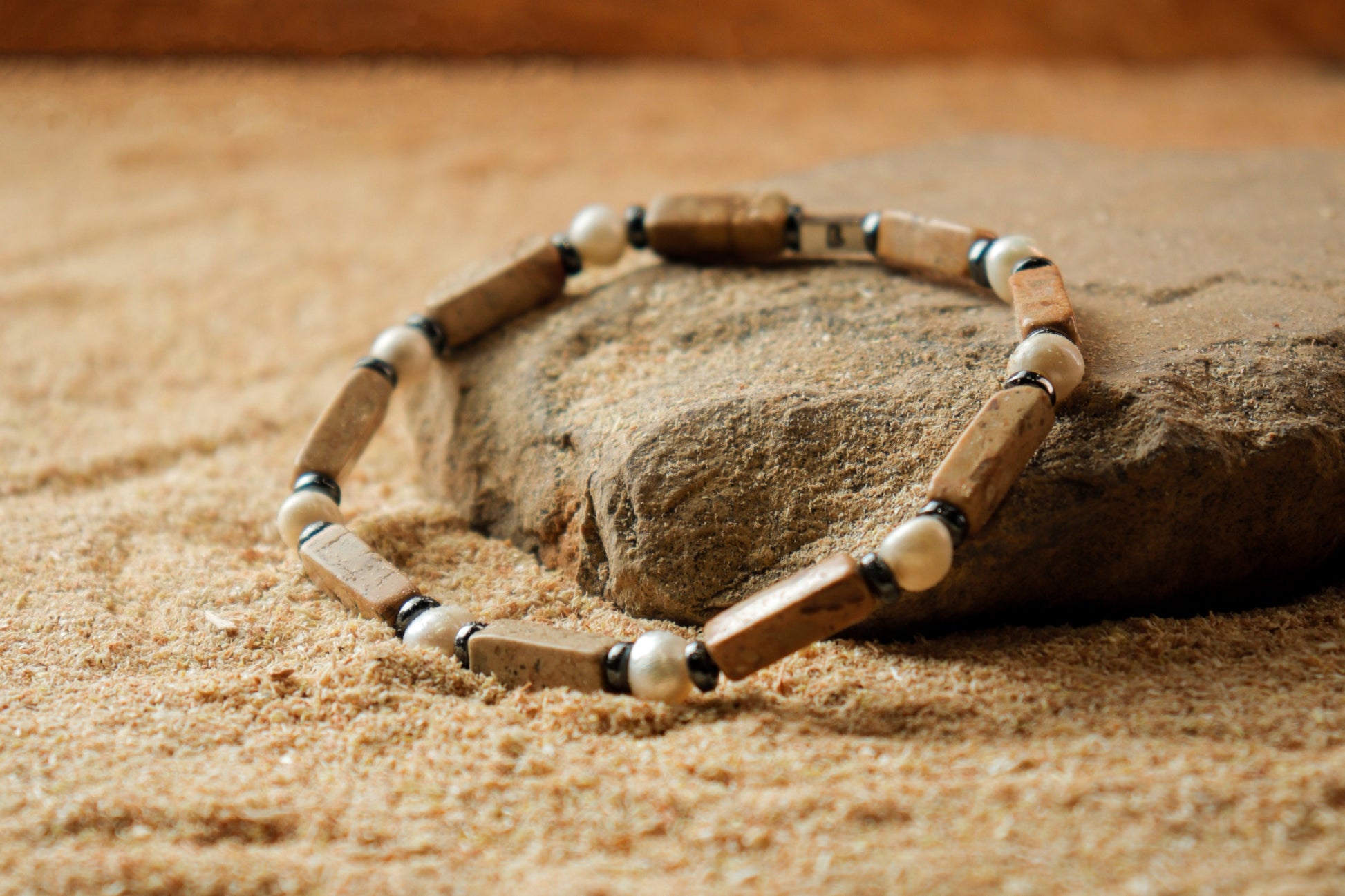 Landscape Jasper & Pearl Bracelet