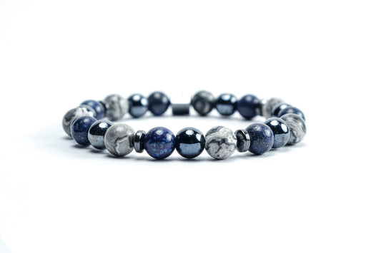 Lapis Lazuli & Grey Jasper Bracelet