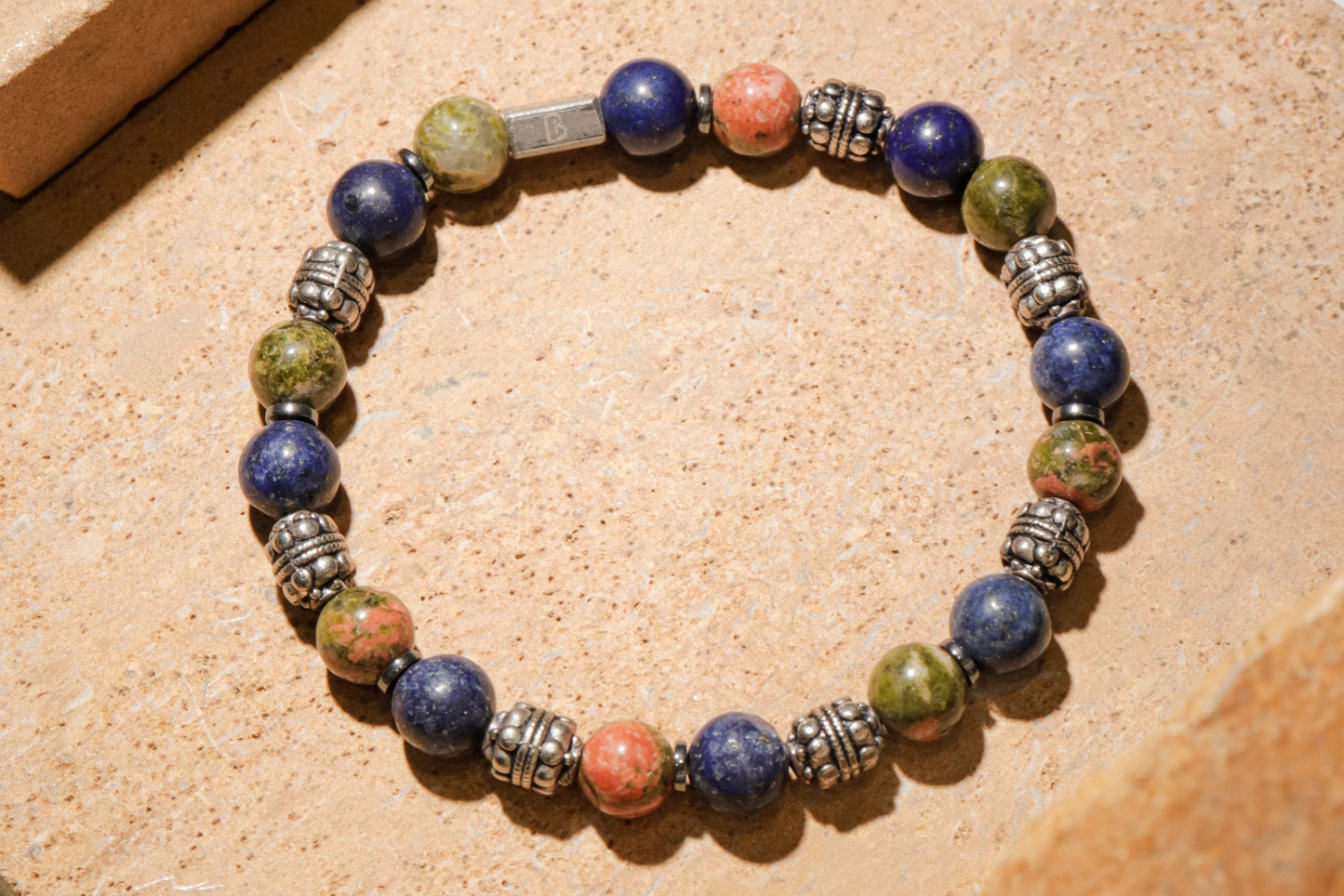 Lapis Lazuli & Unakite Jasper Bracelet