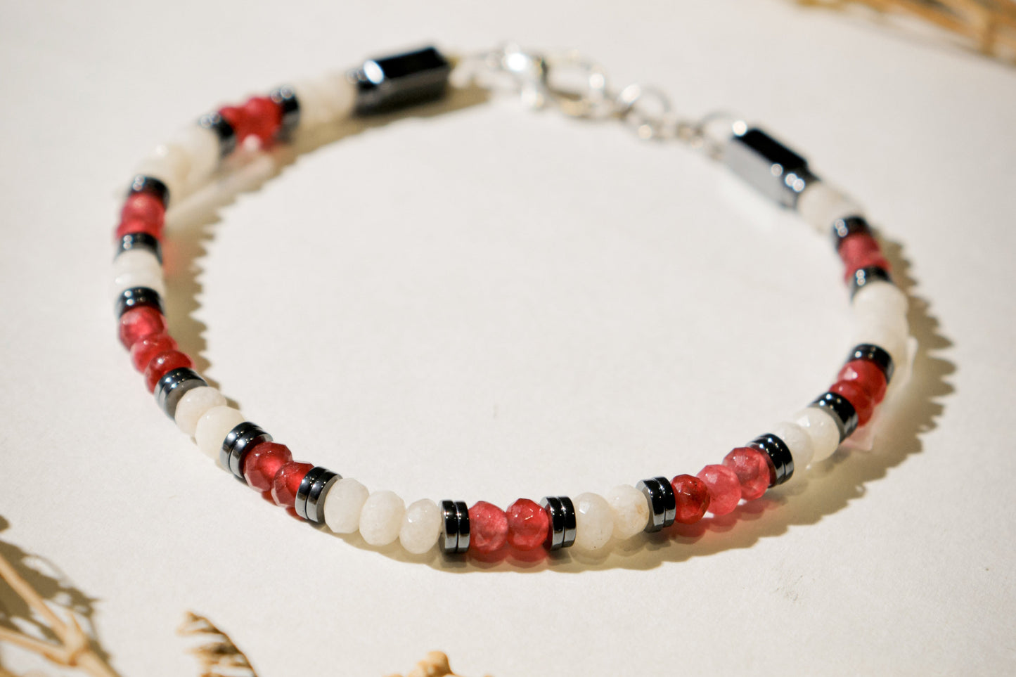 Lunar Pink & White Quartz Bracelet