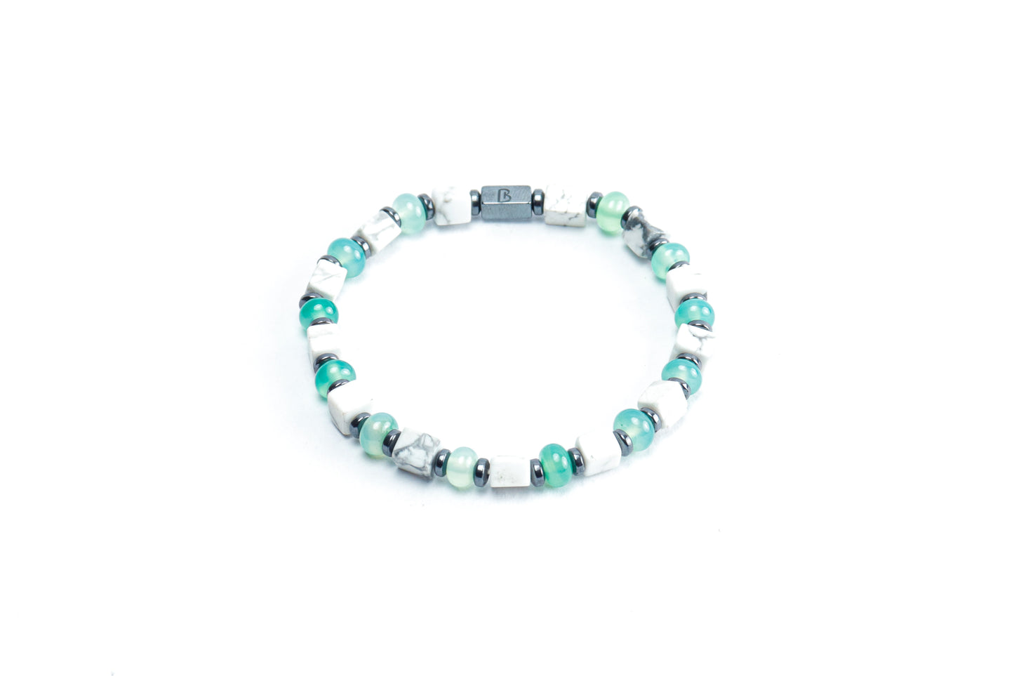 Natural Howlite & Green Jade Bracelet