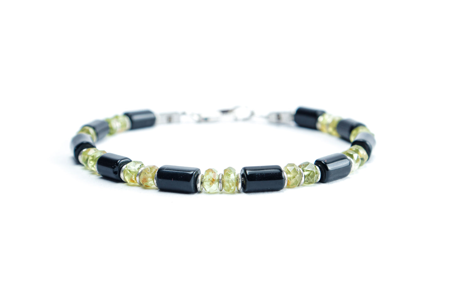 Black Onyx & Natural Peridot Stone Bracelet