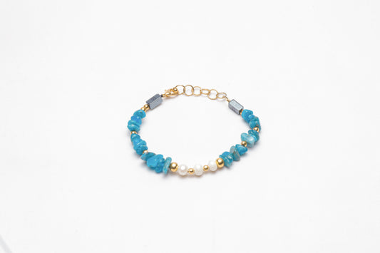 Natural Apatite and Pearls Bracelet