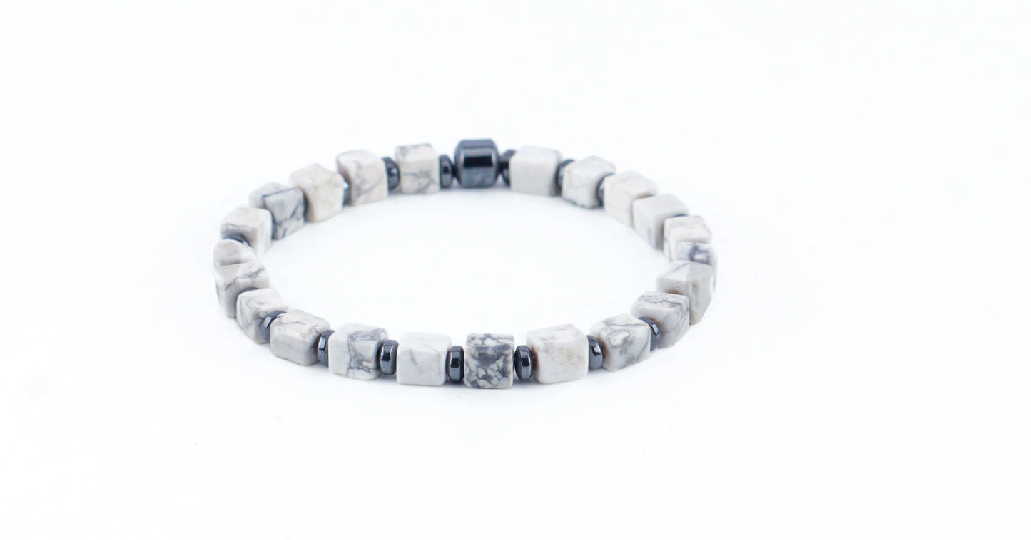 White Howlite Natural Stone Bracelet