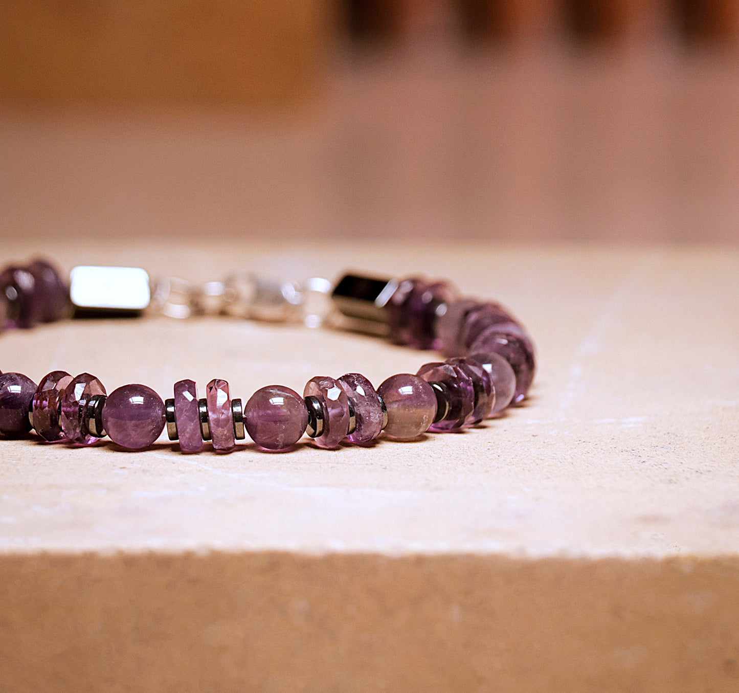 Multi Shape Amethyst Natural Stone Bracelet