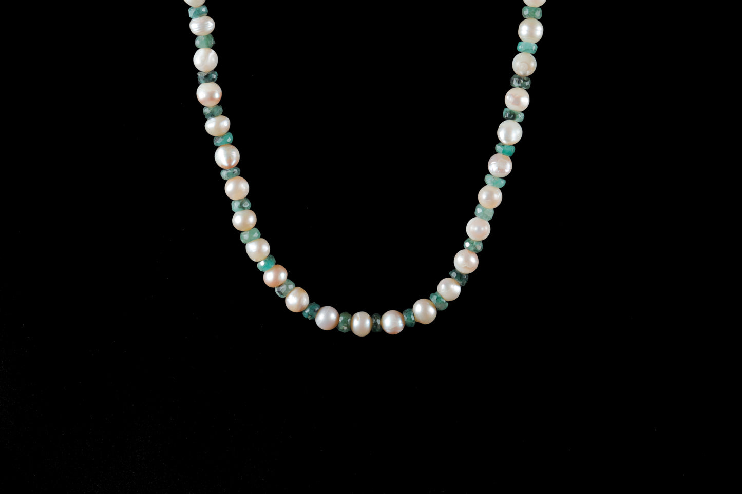 Natural Emerald And Sea Pearl Necklace