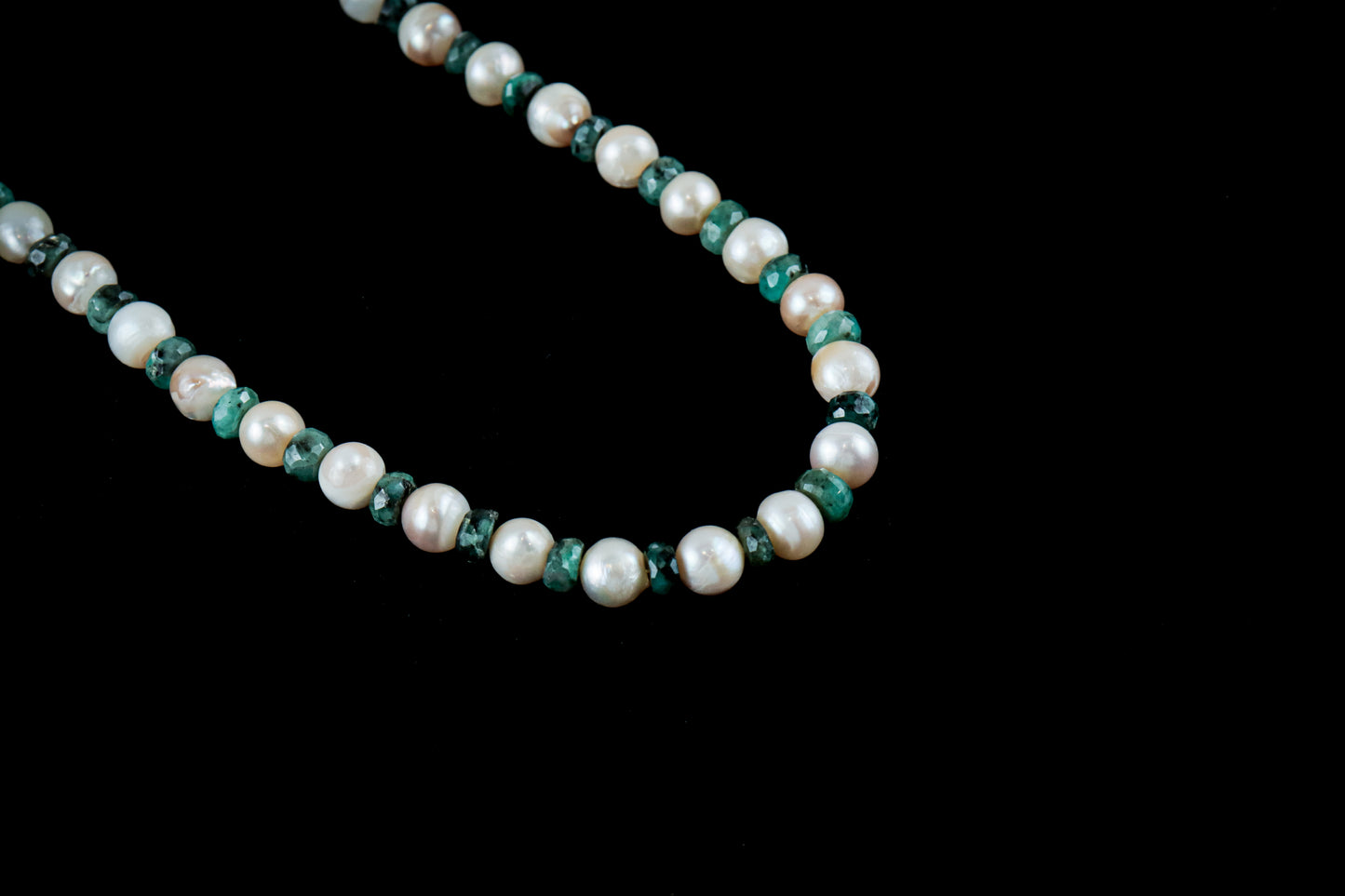 Natural Emerald And Sea Pearl Necklace