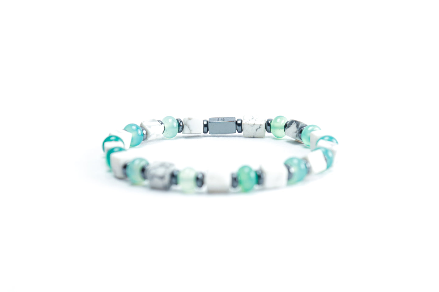 Natural Howlite & Green Jade Bracelet