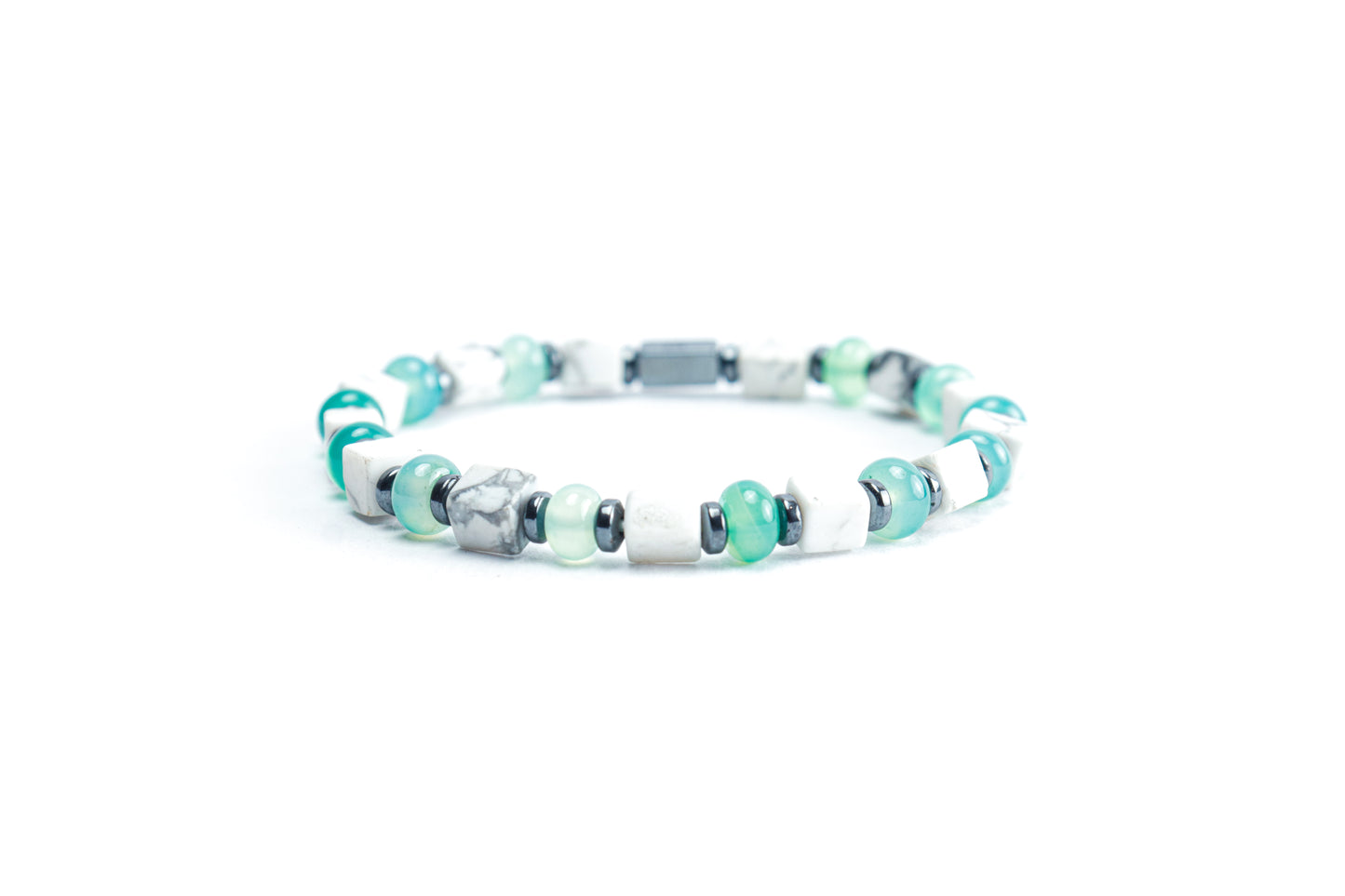 Natural Howlite & Green Jade Bracelet