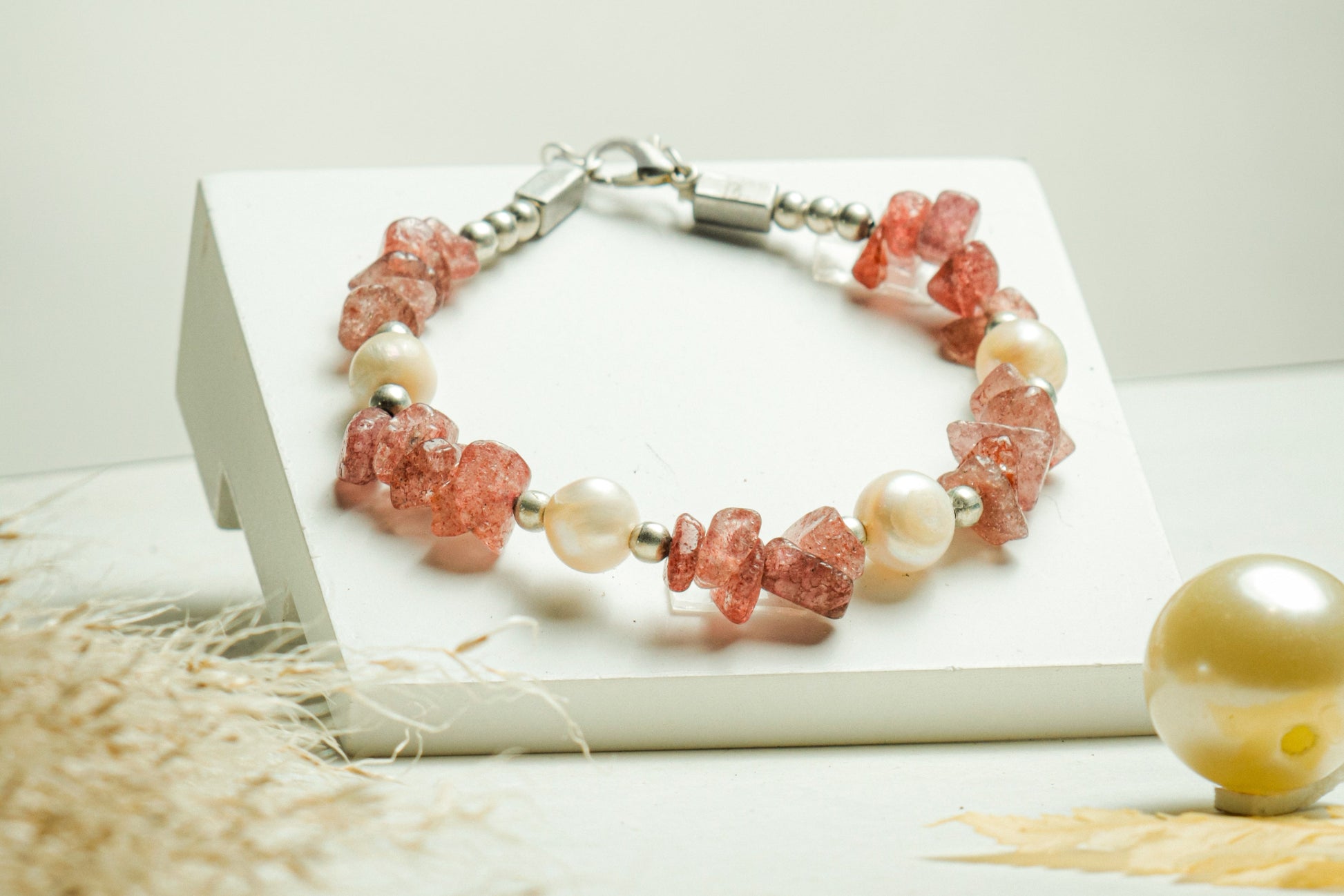 Pink Aventurine & Pearl Bracelet