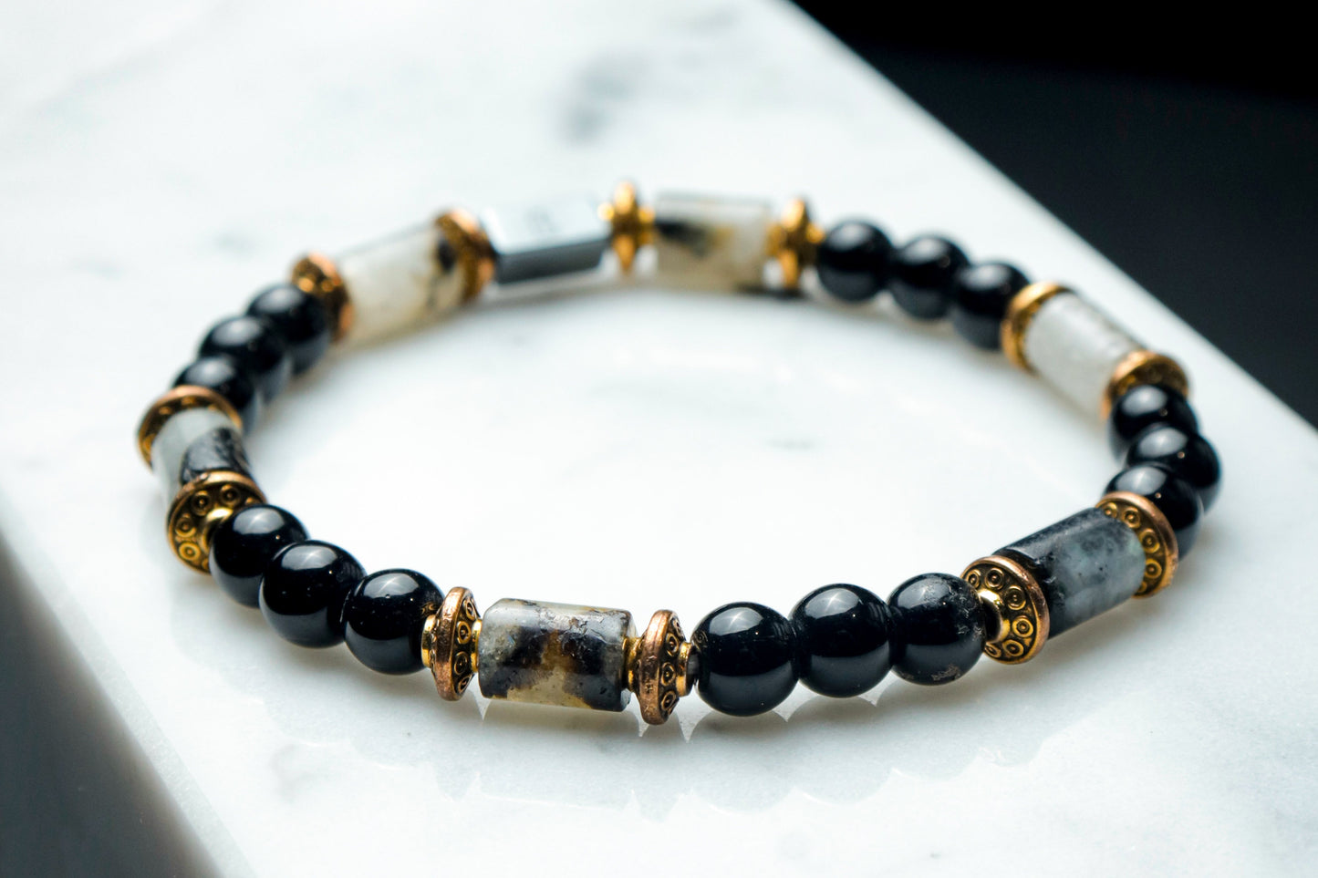 Rainbow Moon & Black Onyx Stone Bracelet