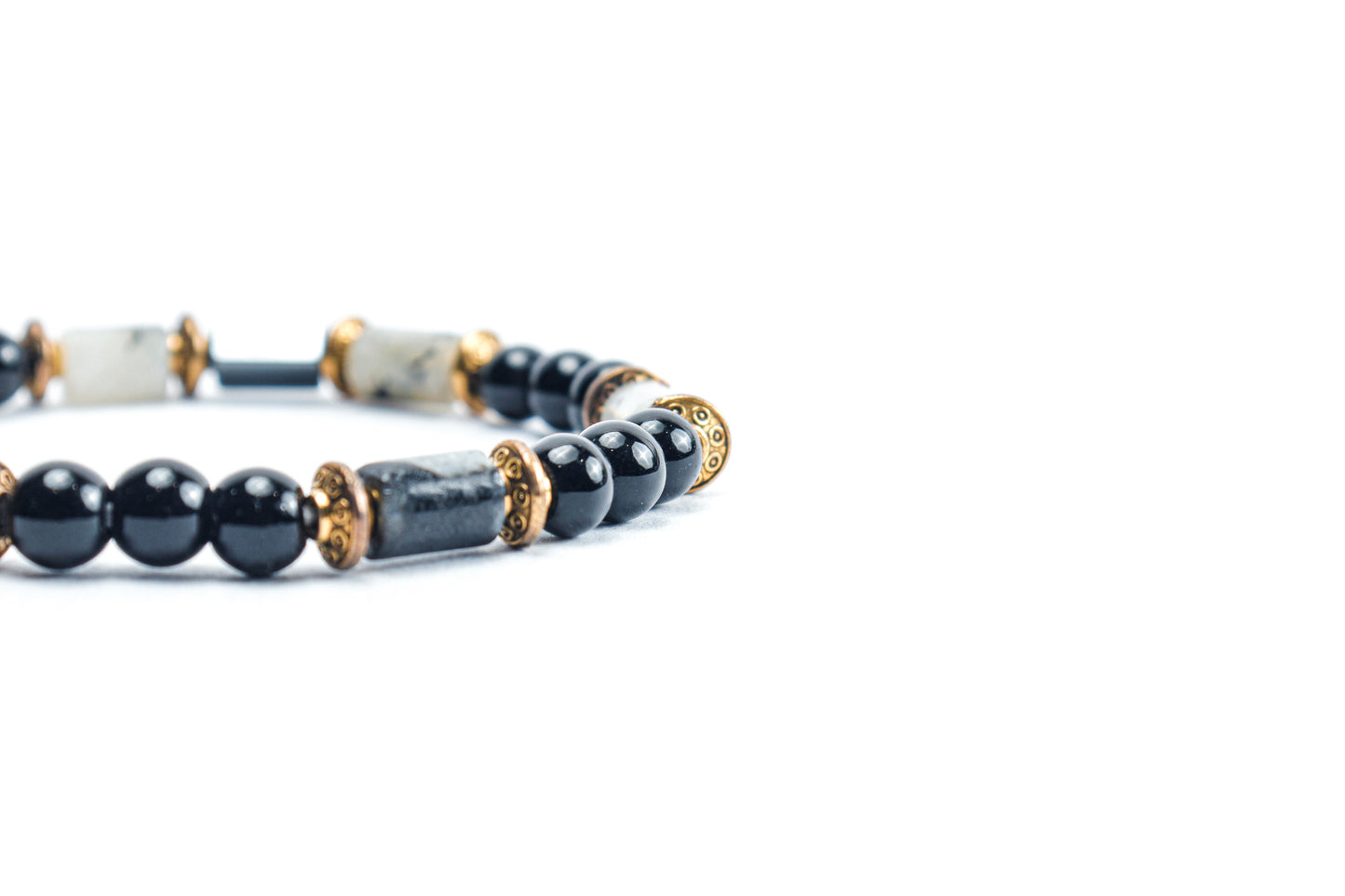 Rainbow Moon & Black Onyx Stone Bracelet