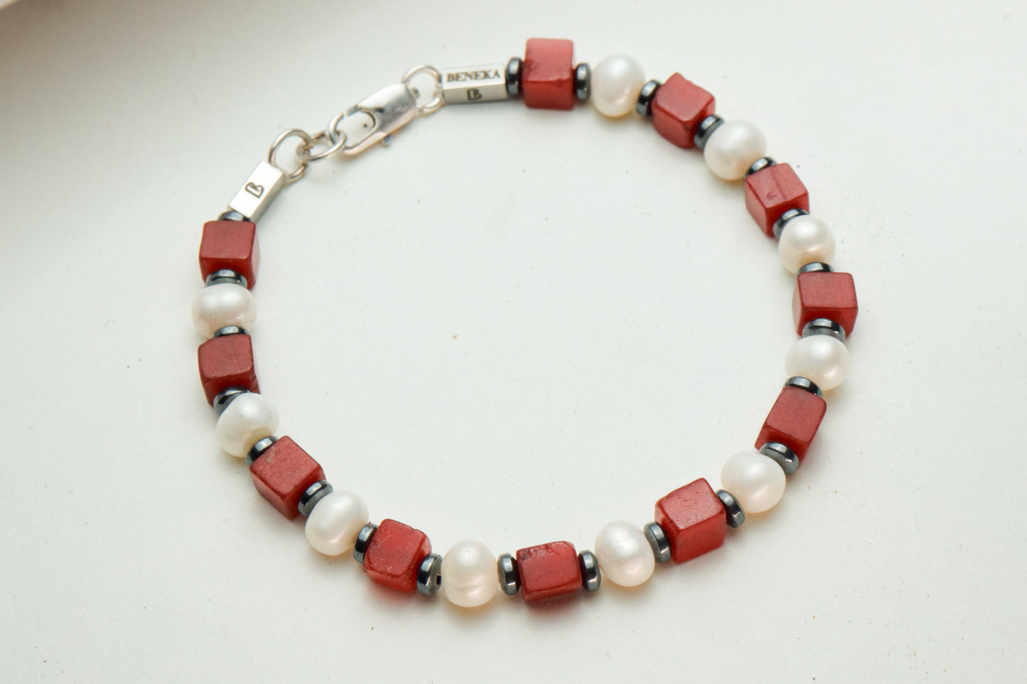 Red coral & Pearl Bracelet