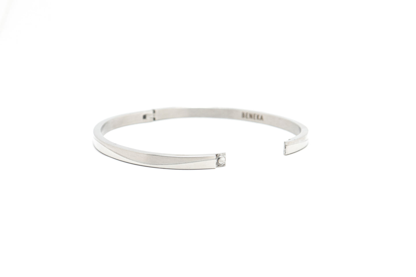Obsidian Curve (Silver Toned) Metal Bracelet