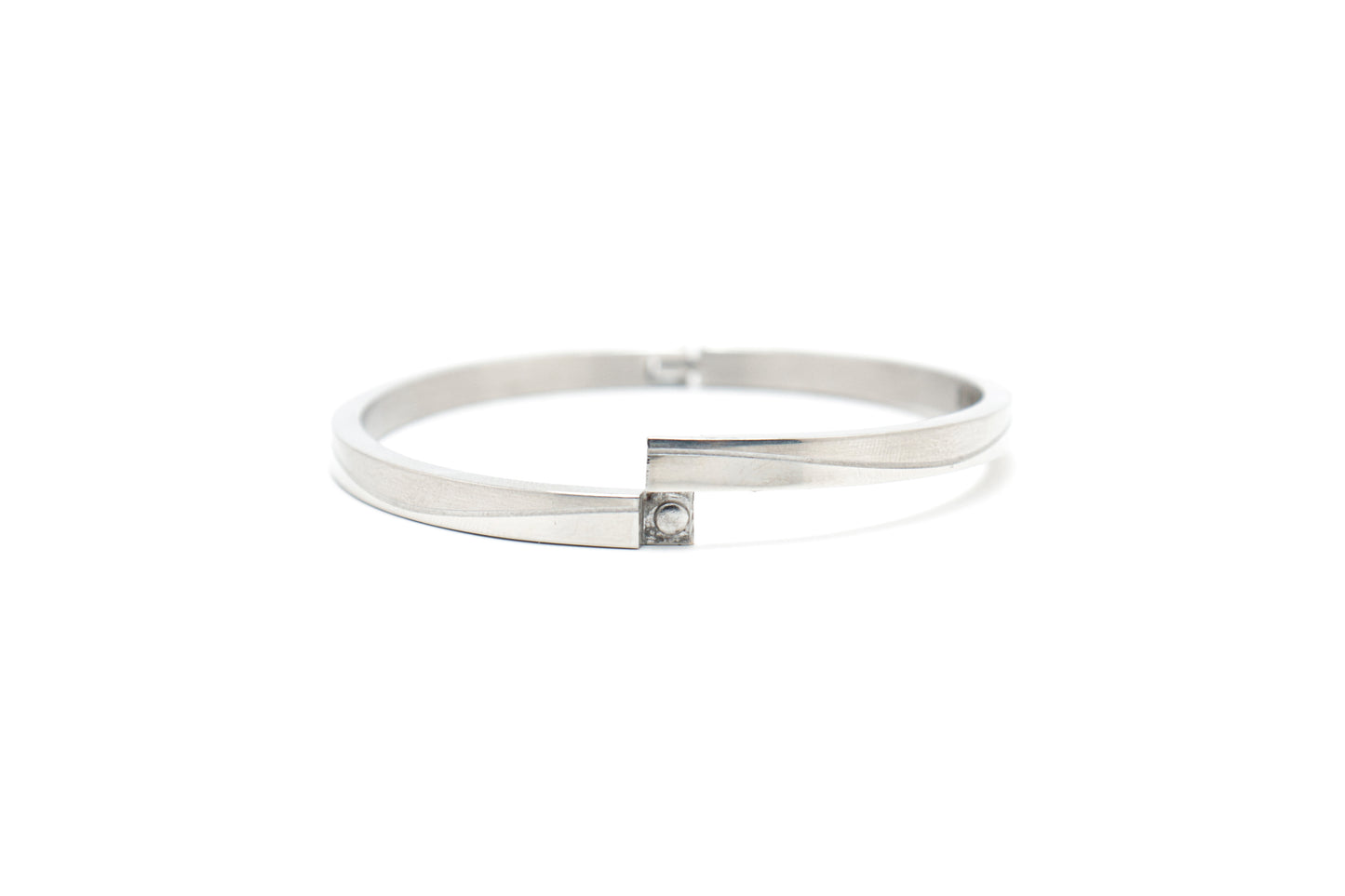 Obsidian Curve (Silver Toned) Metal Bracelet
