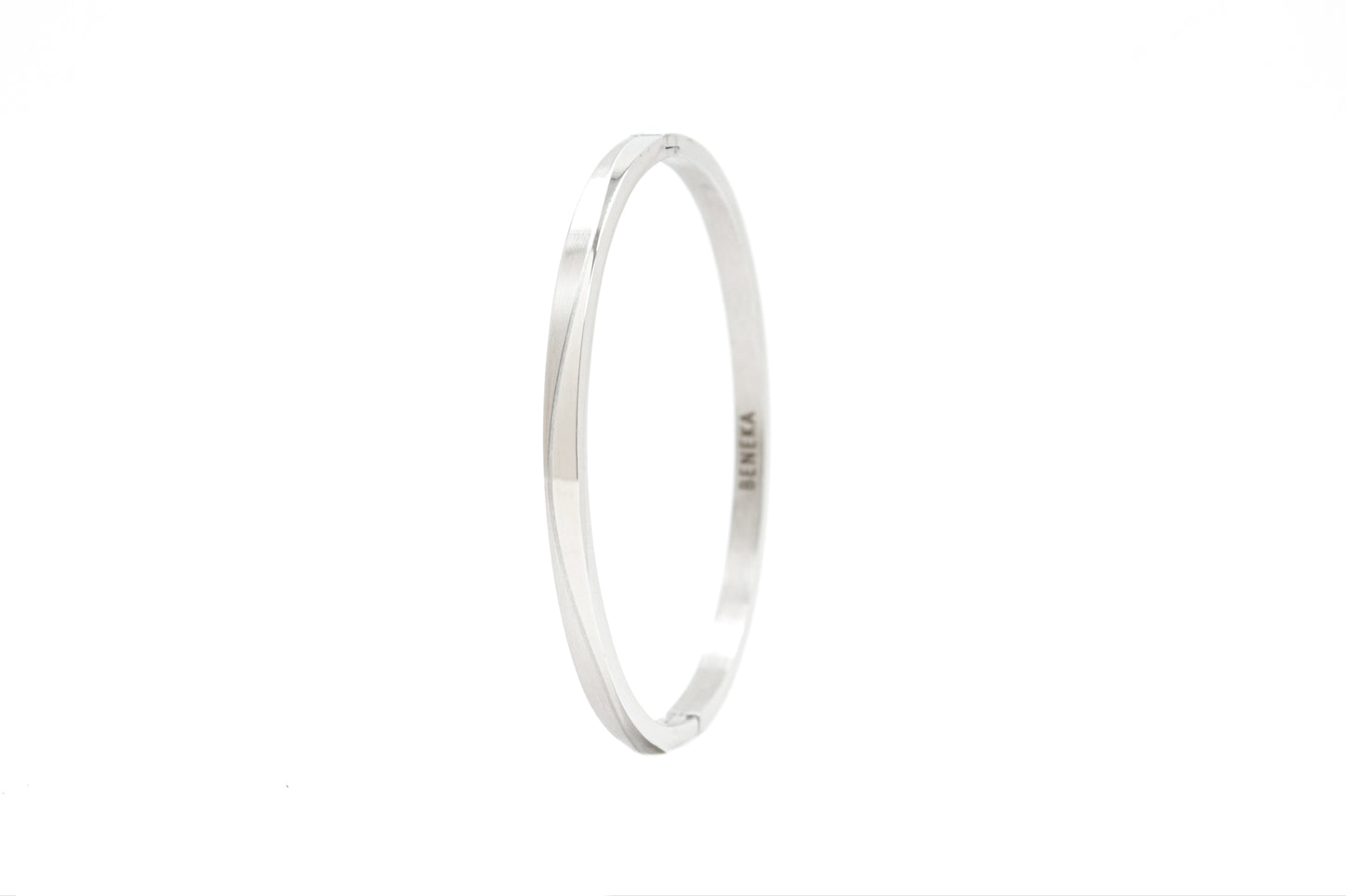 Obsidian Curve (Silver Toned) Metal Bracelet