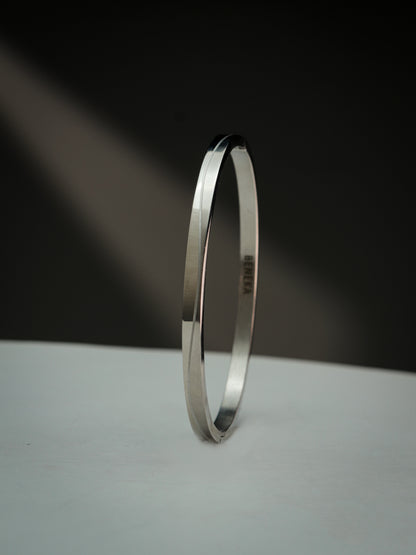 Obsidian Curve (Silver Toned) Metal Bracelet
