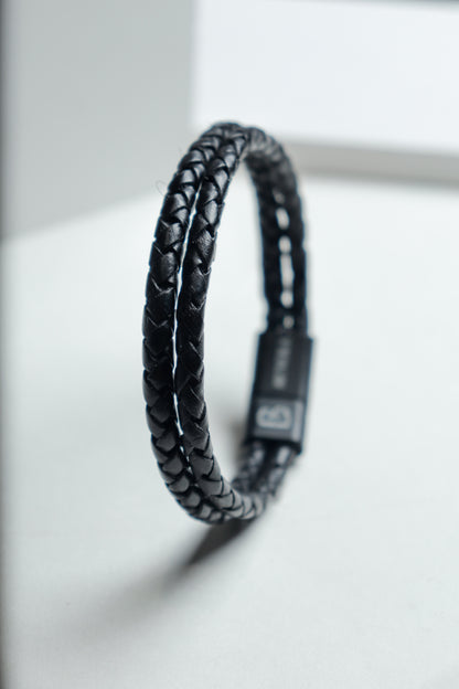 Charlies Double Rope Textured Leather Bracelet