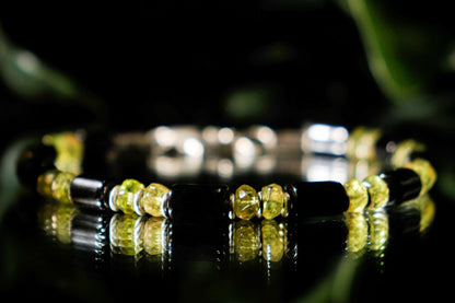 Black Onyx & Natural Peridot Stone Bracelet