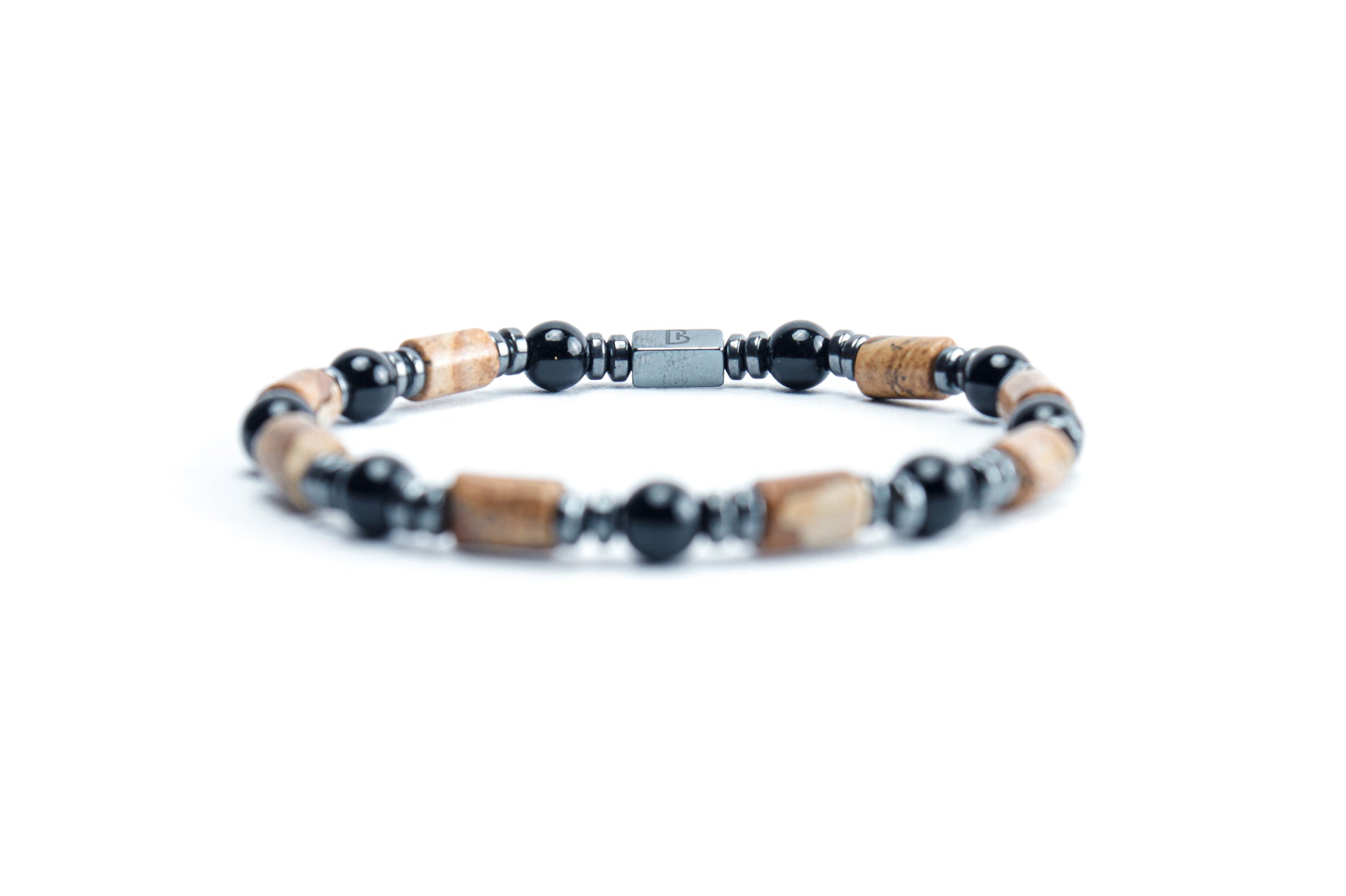 Black Onyx And Landscape Jasper Bracelet
