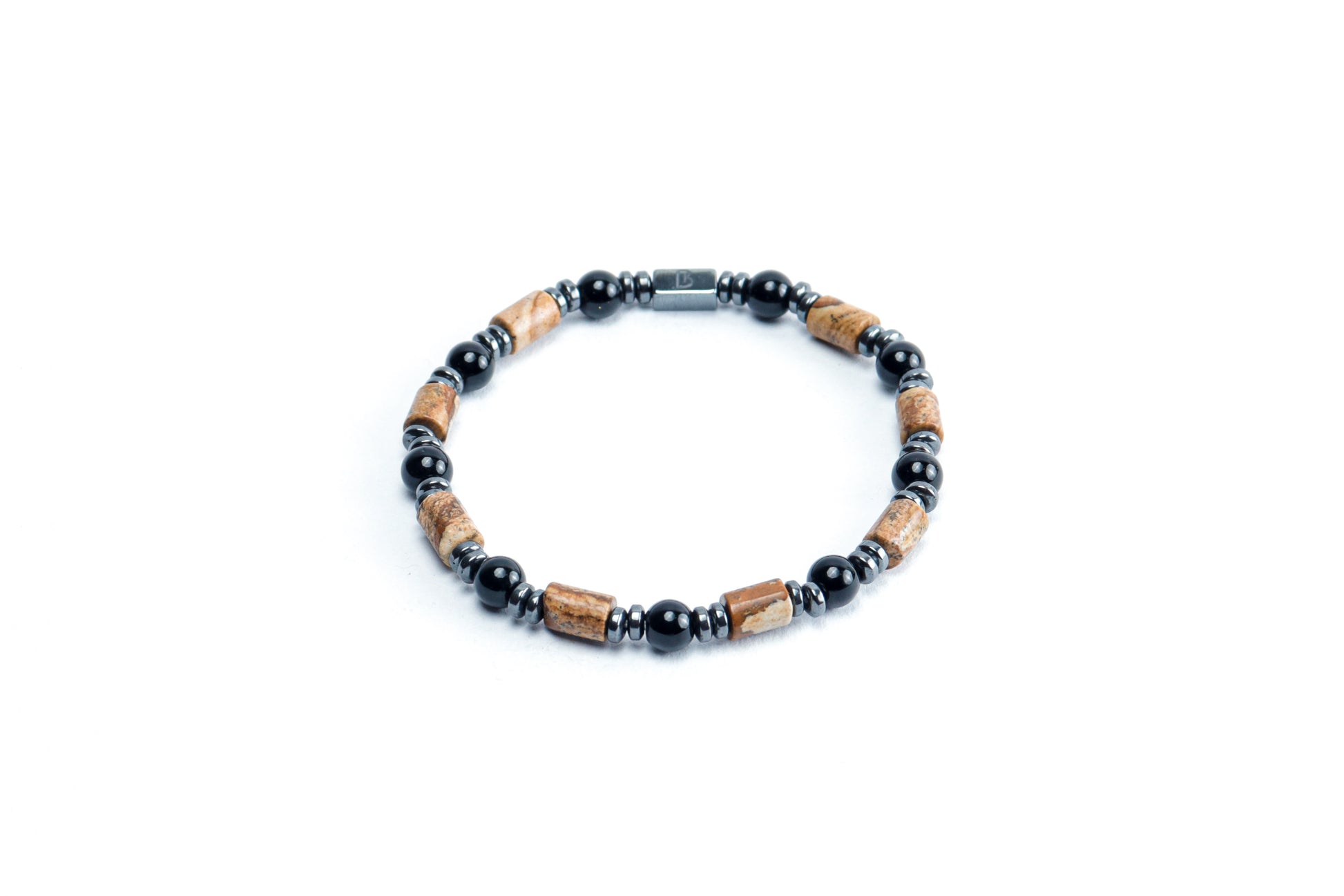 Black Onyx And Landscape Jasper Bracelet