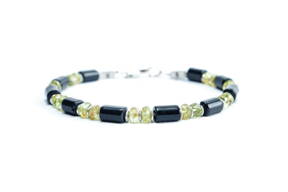 Black Onyx & Natural Peridot Stone Bracelet