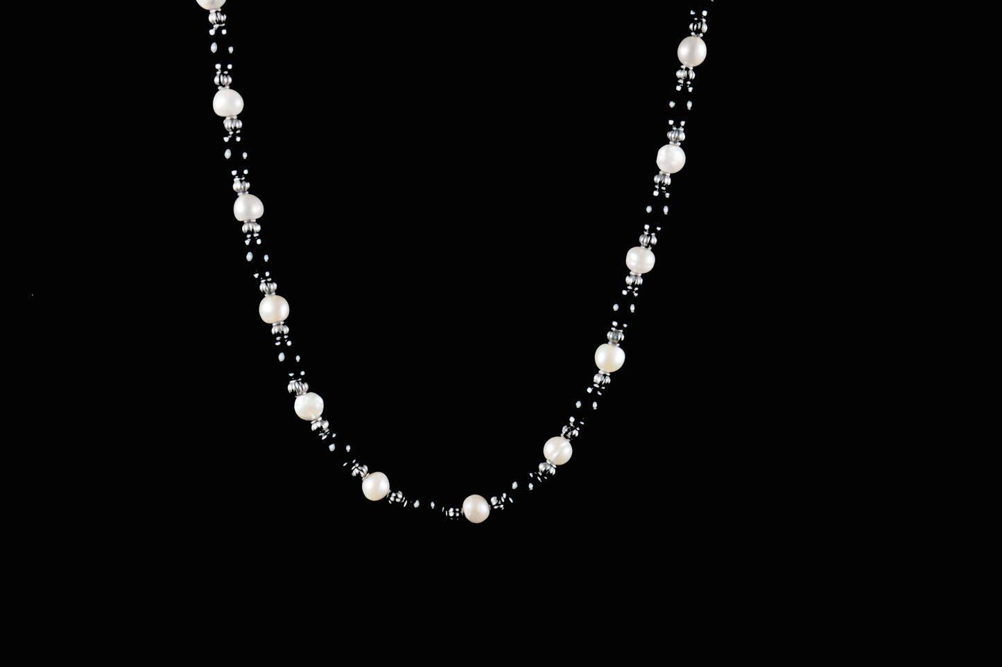Black Onyx Natural Stone & Sea Pearl Necklace
