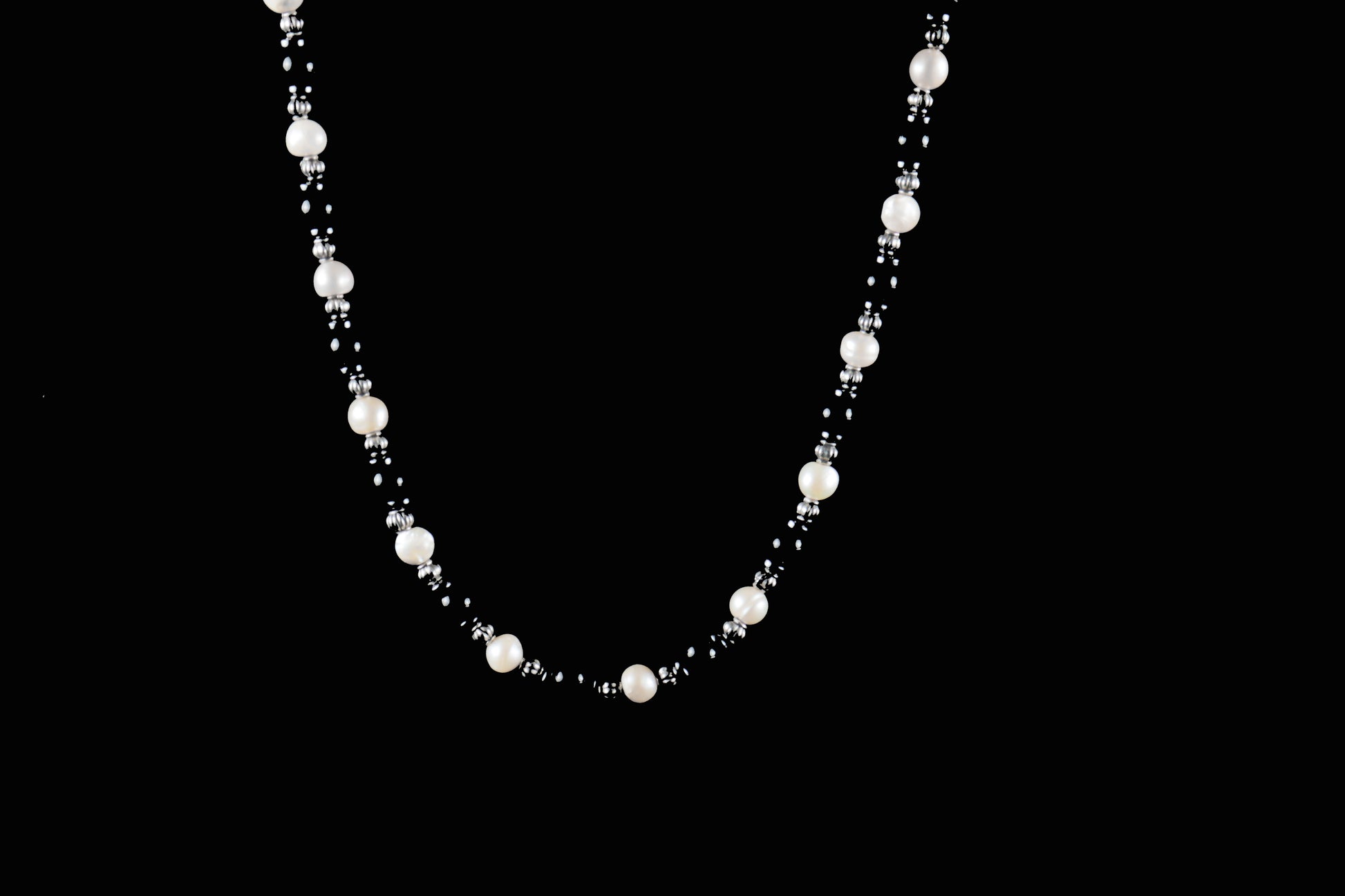 Black Onyx Natural Stone & Sea Pearl Necklace