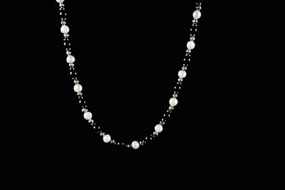 Black Onyx Natural Stone & Sea Pearl Necklace
