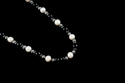Black Onyx Natural Stone & Sea Pearl Necklace