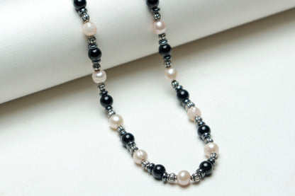 Black Onyx Natural Stone & Sea Pearl Necklace