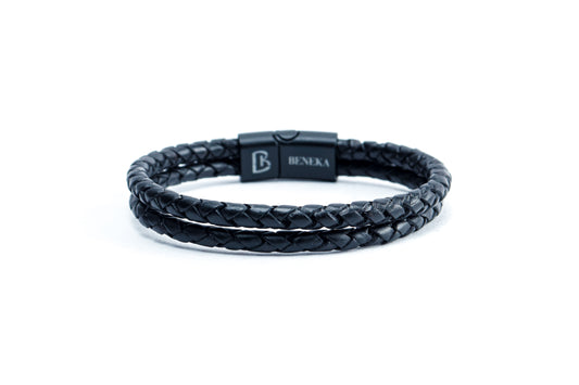 Charlies Double Rope Textured Leather Bracelet