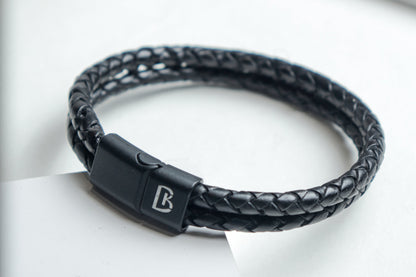 Charlies Double Rope Textured Leather Bracelet