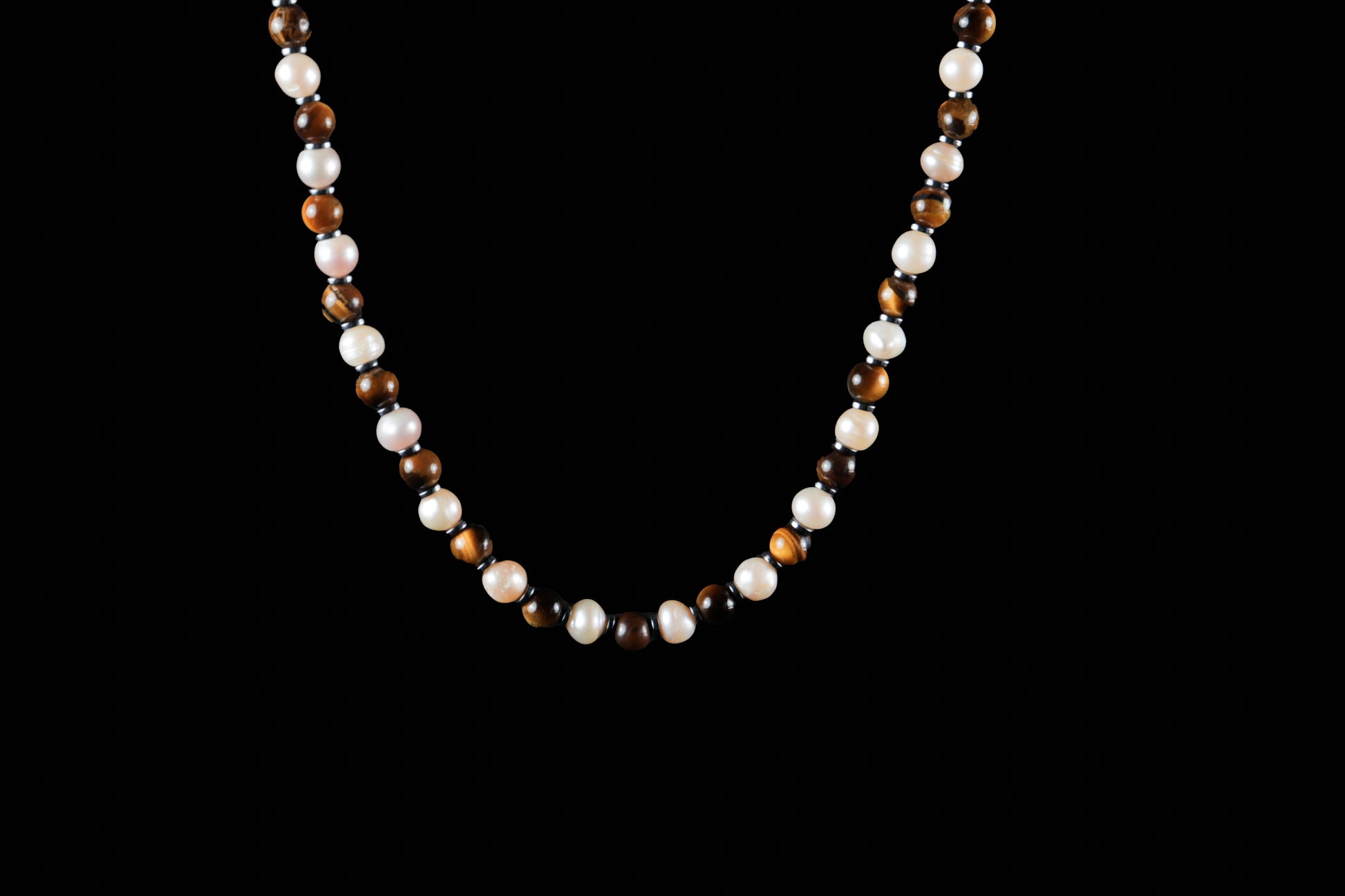 Classic Tiger Eye and Sea Pearl Necklace