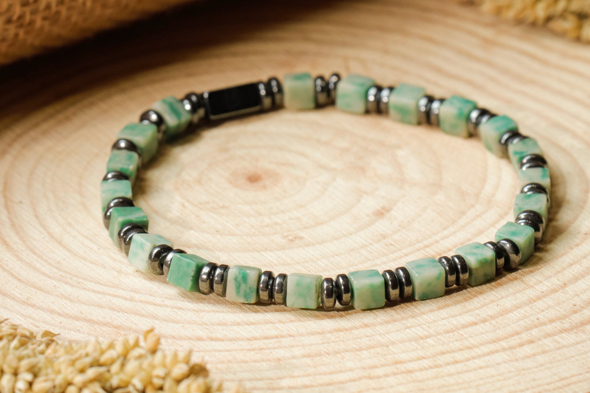 Cube-Cut Green Aventurine Bracelet