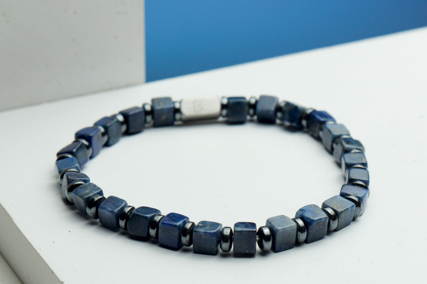 Cube-Cut Lapis Lazuli Bracelet