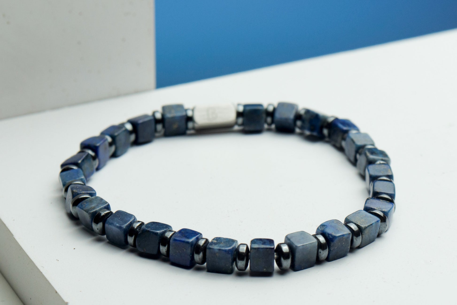 Cube-Cut Lapis Lazuli Bracelet