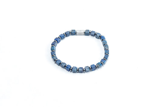 Cube-Cut Lapis Lazuli Bracelet